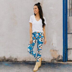 LuLaRoe Sugar Skull Halloween Leggings High-Rise Day of the Dead Stretchy Pants